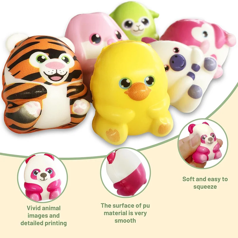 Mochi Squishy Stress Relief Brinquedos para Crianças, Birthday Party Favors, Sala de Aula Prêmios, Goodie Fillers, Goodie Fillers, Kawaii Animal, Presentes de Aniversário, 6Pcs