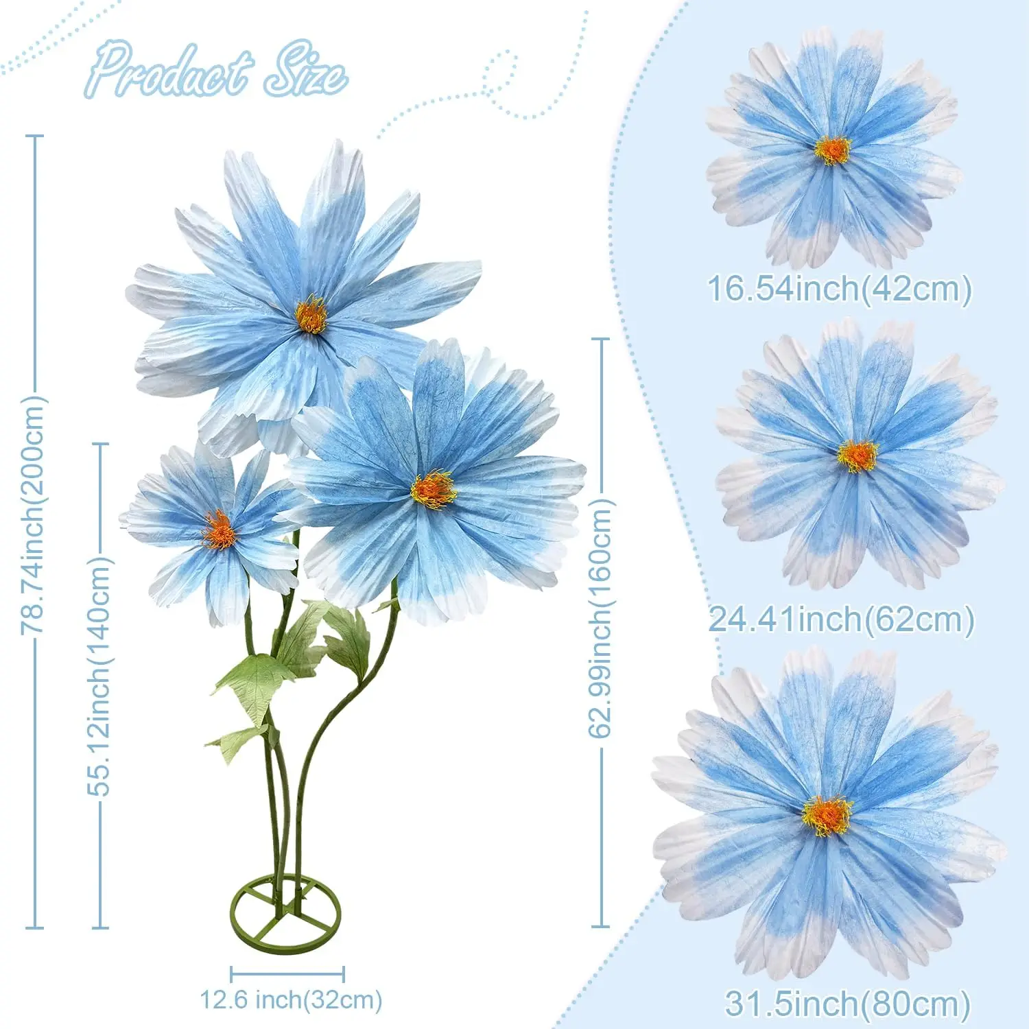 Large Daisy Flower Artificials For Decoration, 6.1ft Giant Daisies Spring Artificial Paper Flowers, Wedding Reception Essential