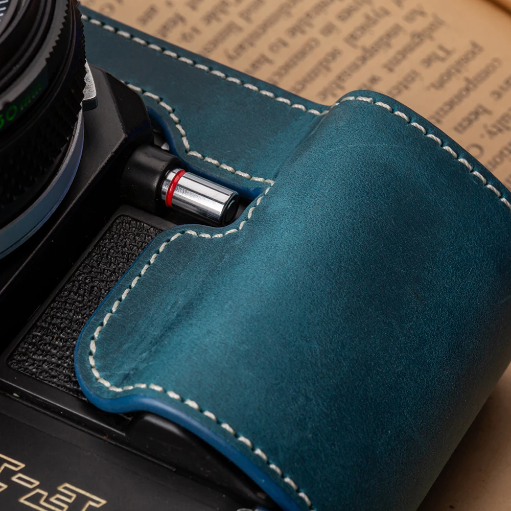 F1 Genuine Leather Half Case For Canon QL17II QL17III QL19II QL19III F1 Case Half Bag Handmade Camera Bag Retro Protective Case