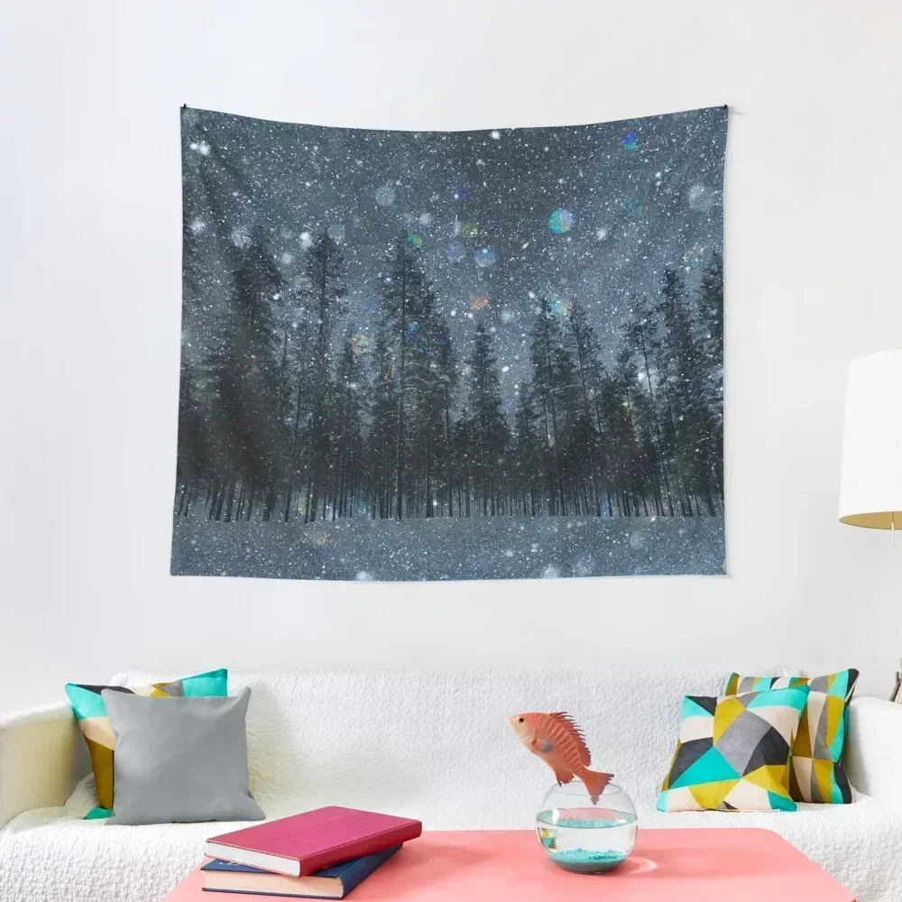 Midnight Forest Snowfall Tapestry Decoration Bedroom Cute Room Decor Tapestry