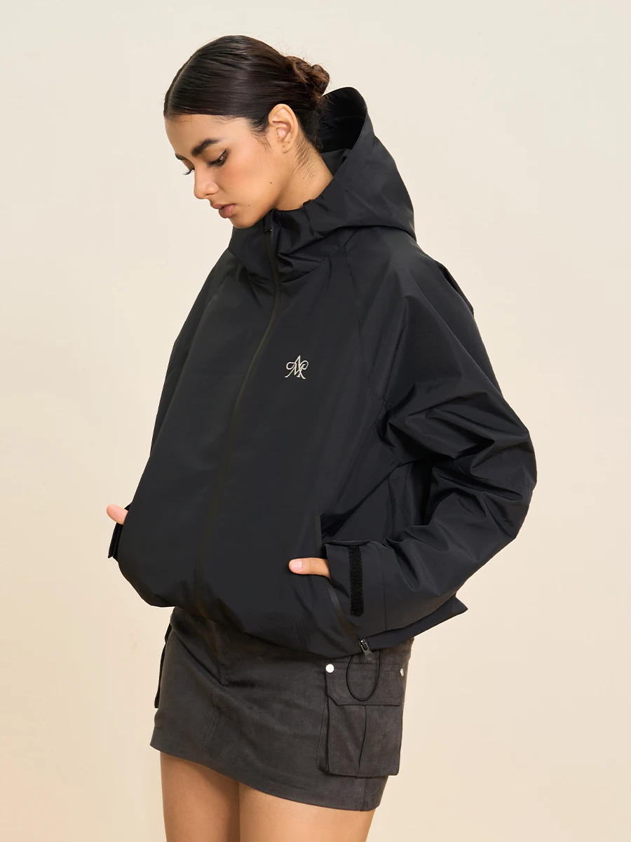 

Ariseism American Retro Embroidered Logo Tee-Proof Outdoor Hooded Jaet Women's Spring Autumn New Sle Streetwear Zipper ...