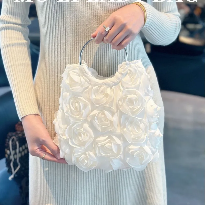 New Women's Handbag New Chinese Rose Shaped Dining Bag High-end Banquet Cheongsam Dress Accessories Ethnic Style Storage Bag