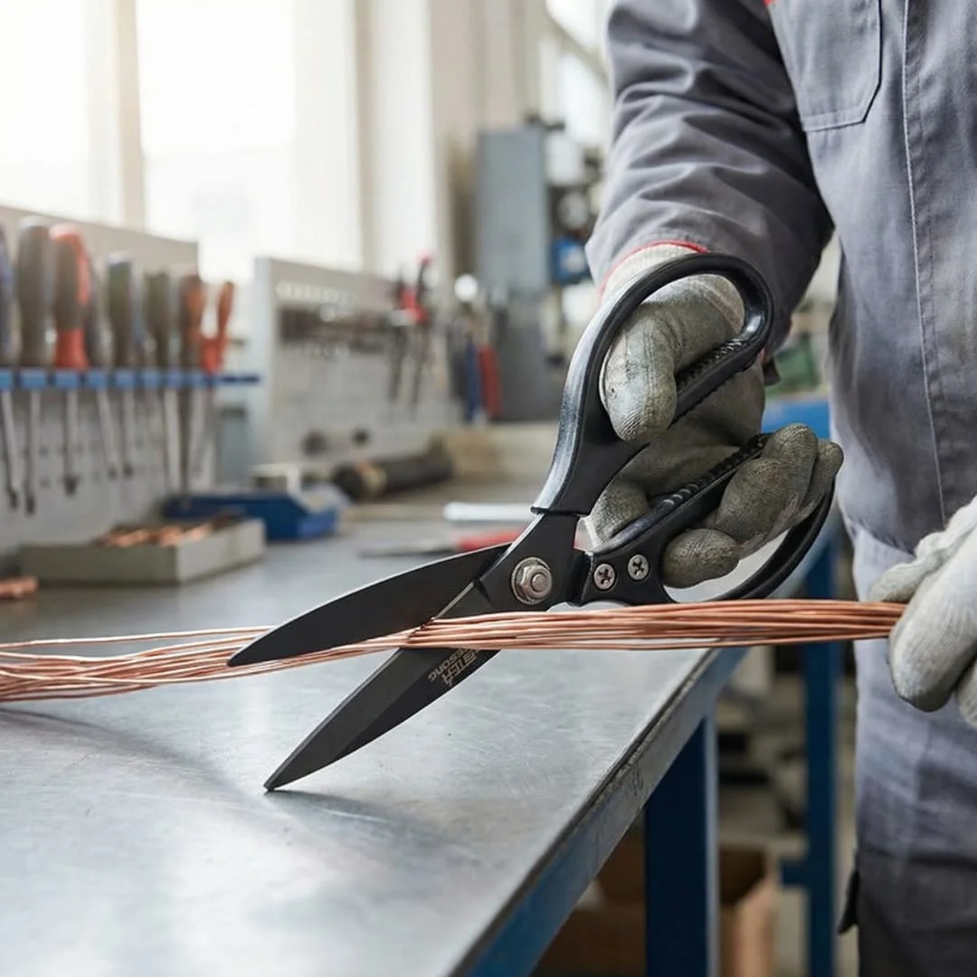 Industriescheren mit SK5-Stahlklingen und Aluminiumlegierungsgriff in 3 Größen - Scharfe Metallscheren für Blechbearbeitung, HVAC und Elektroreparaturen – Detail 14