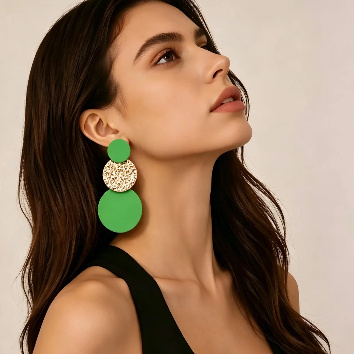 Premium sense retro metal geometric round earrings temperament niche splicing earrings ear jewelry wholesale
