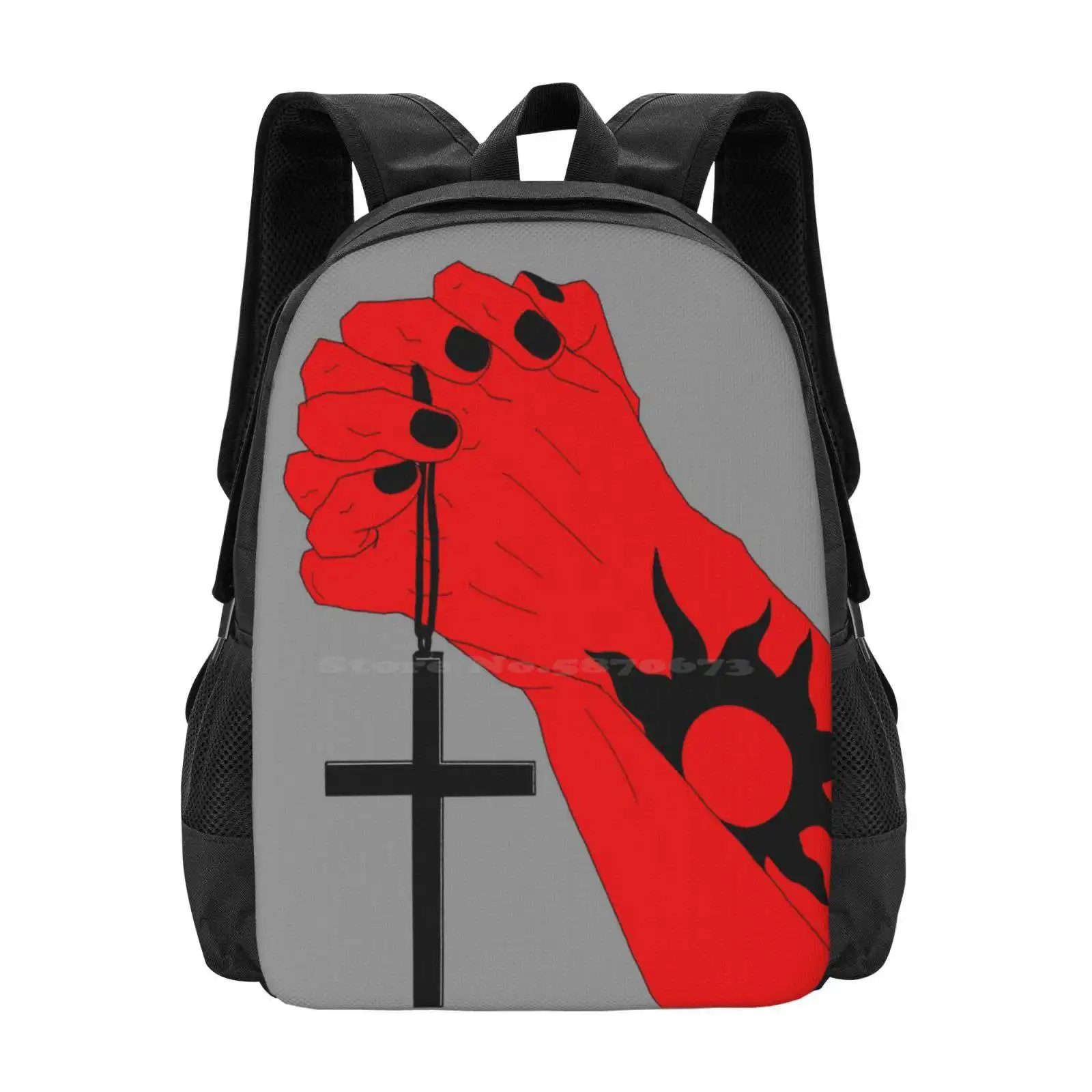 Sinner’S Prayer Hot Sale Schoolbag Backpack Fashion Bags Christian Catholic Religious Prayer Devil Sinner Cross Sun Angel