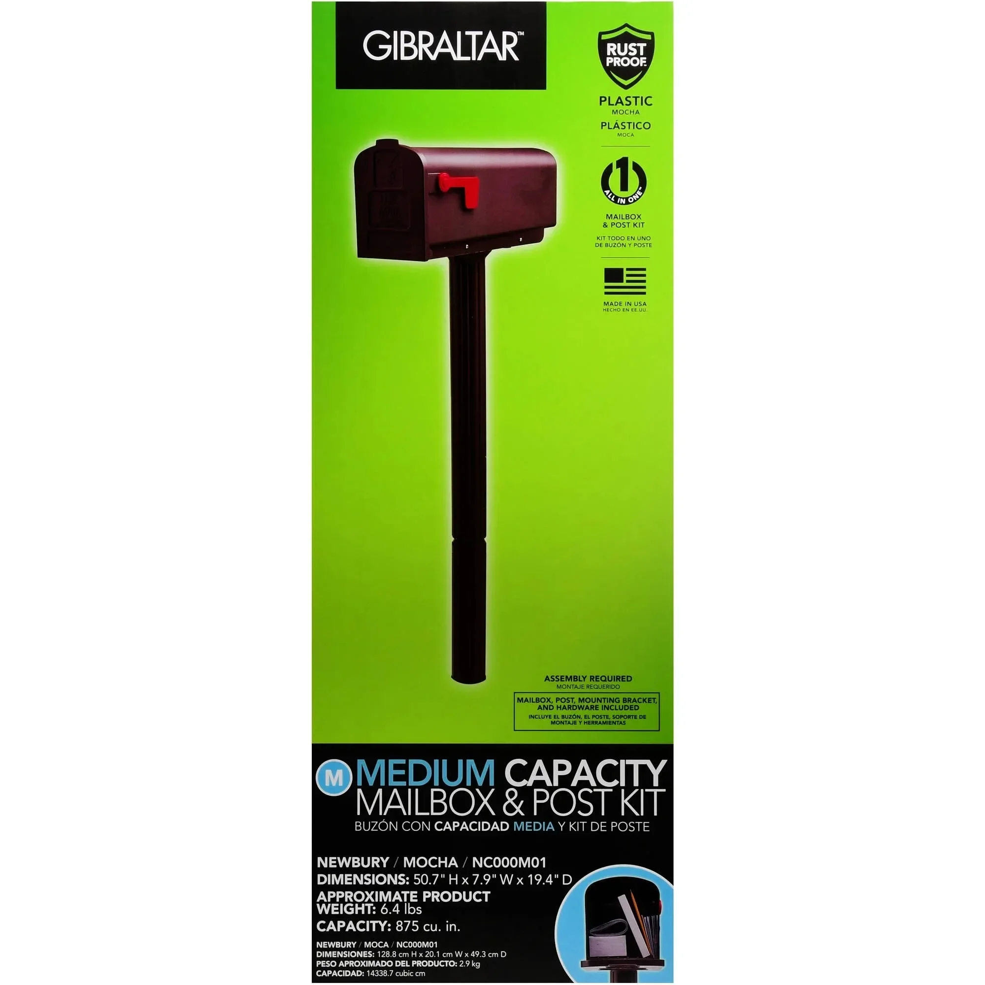 

Newbury Plastic, Medium, Mailbox and Post Kit in Mocha