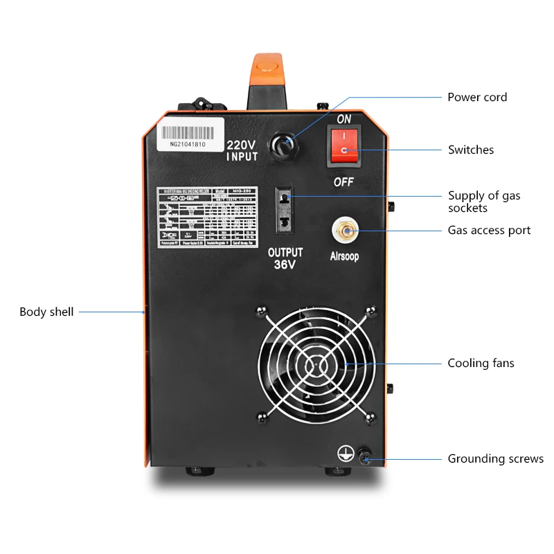 Imagem -04 - Mig 250 Máquina de Solda 220v Inversor Tig Semiautomática Núcleo Mig Soldagem a Gás 0.8 1.0 Mma Flug Máquina de Solda em