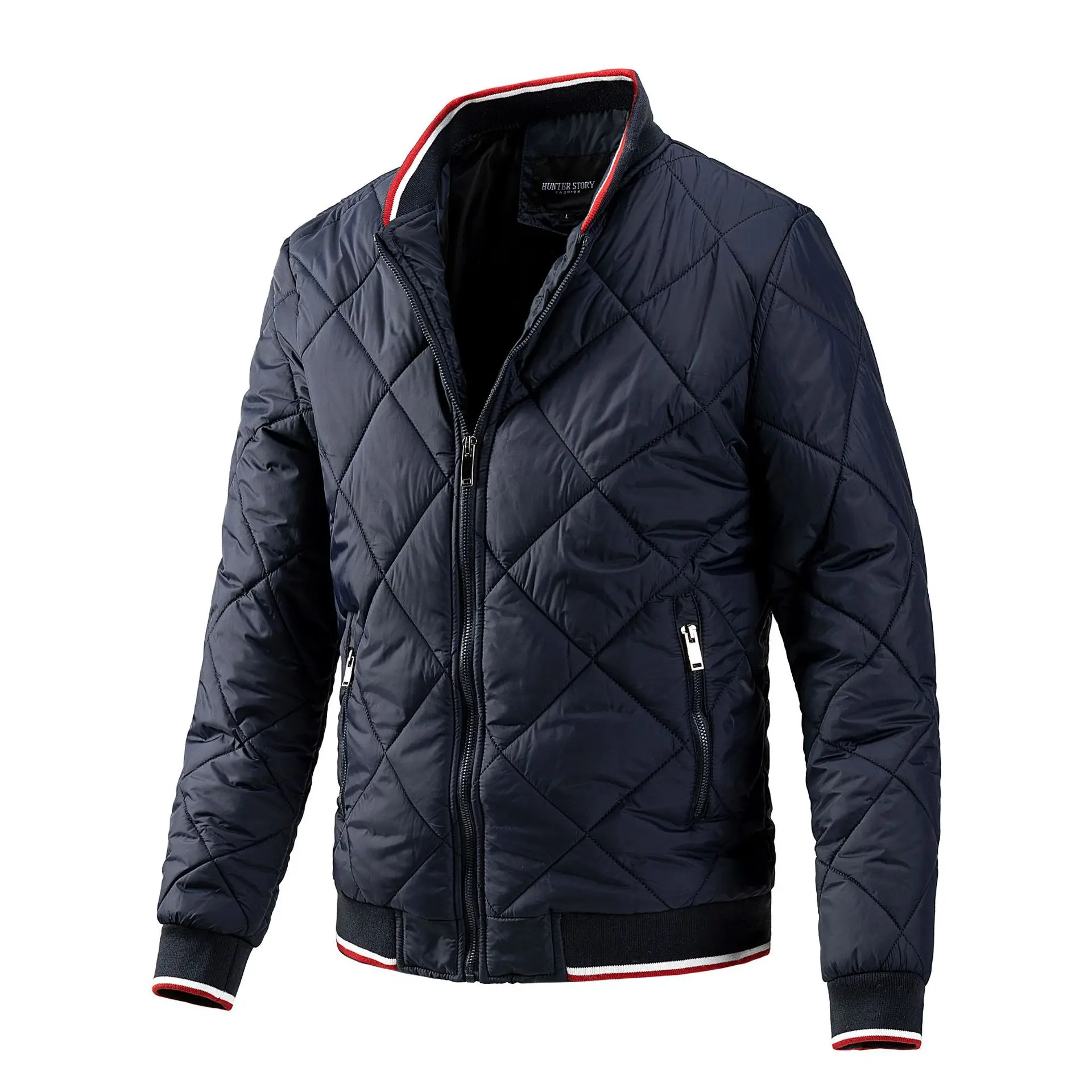 

Autumn and Winter Jacket Fashionable Cotton Jacket Men's Diamond Shaped Baseball Jacket Plus Size Casual Jacket Cotton Parkas
