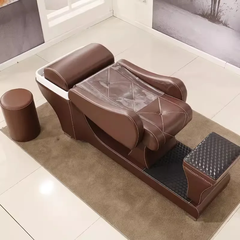 BHair salon Shampoo bed Hair salon special flush bed Barber shop i style full lying ceramic basin half lying