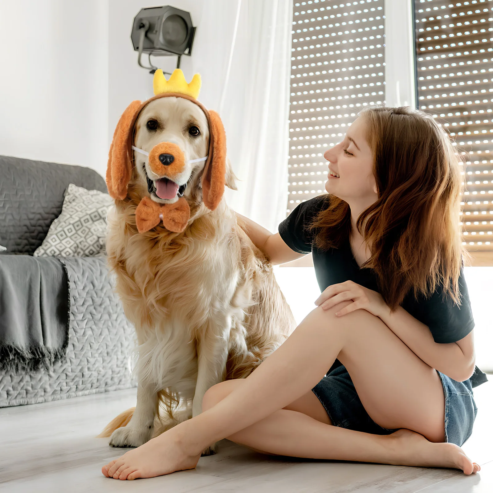 1Set Dog Costume Accessories Adjustable Headband Tail Prop Paw Gloves Realistic Dog Ears Cosplay Party Photo Booth Props