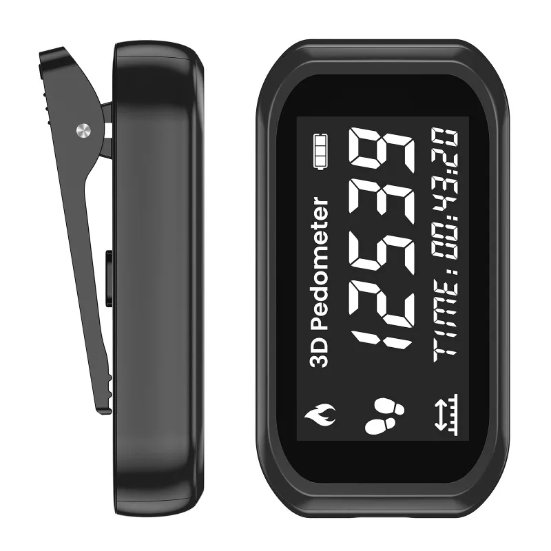 Podómetro Recargable con Pantalla LCD y Clip para Cintura, Contador de Pasos para Caminar y Correr, Monitor de Actividad Física y Calorías