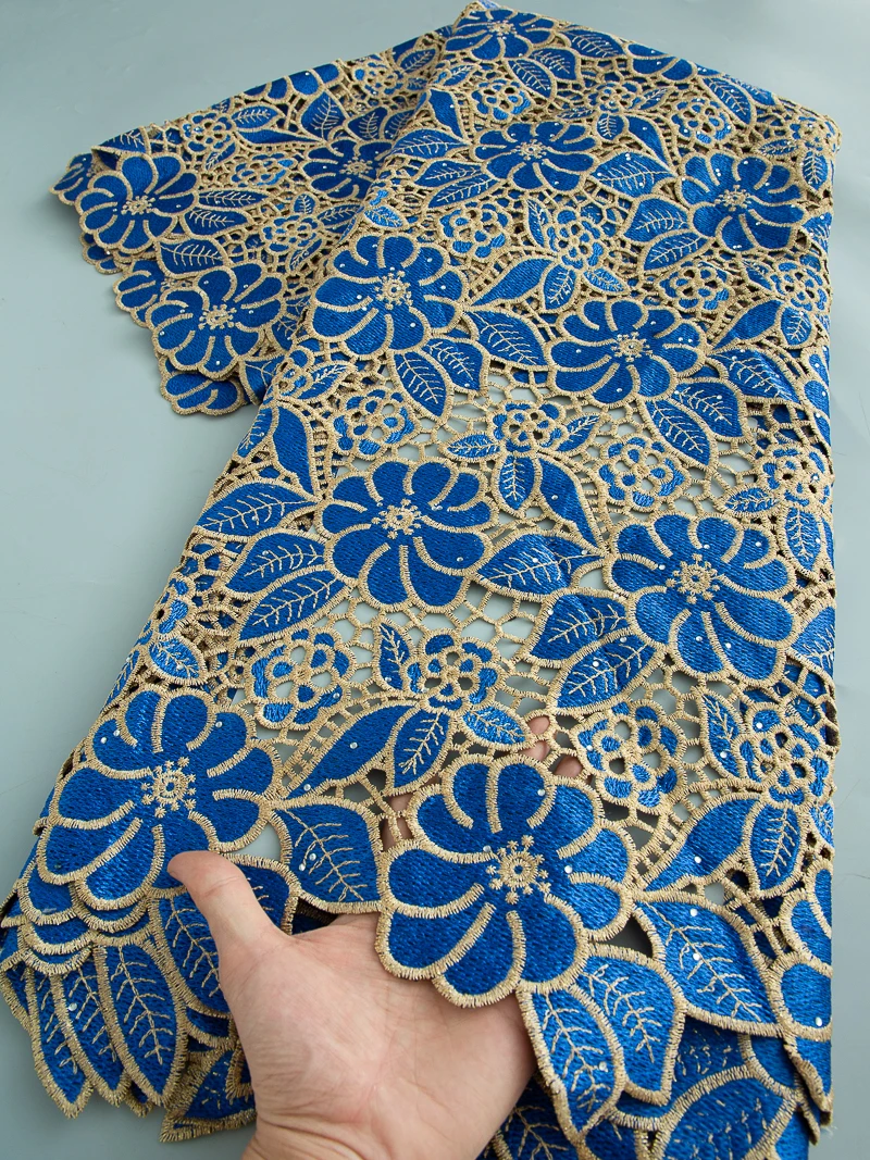 النيجيري الحبل أقمشة الدانتيل 2025 جودة عالية الأحجار الأفريقية جبر الدانتيل الفرنسية للذوبان في الماء أقمشة الدانتيل لفستان الزفاف 5 ياردة #2