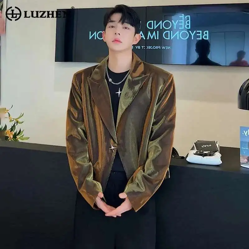 

LUZHEN New Trendy Elegant Suit Jackets Korean Glossy Original Design Casual Blazer Coat 2025 Spring High Quality Clothes LZ2737