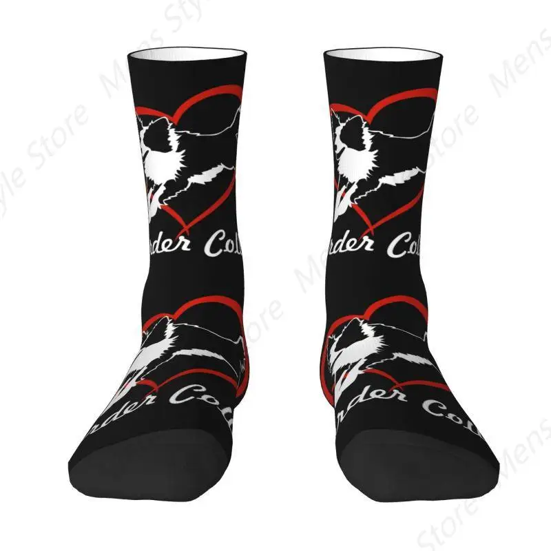 Kawaii Mens Cute Love Border Collies Dress Socks Unisex Comfortable Warm 3D Print Dog Pet Crew Socks