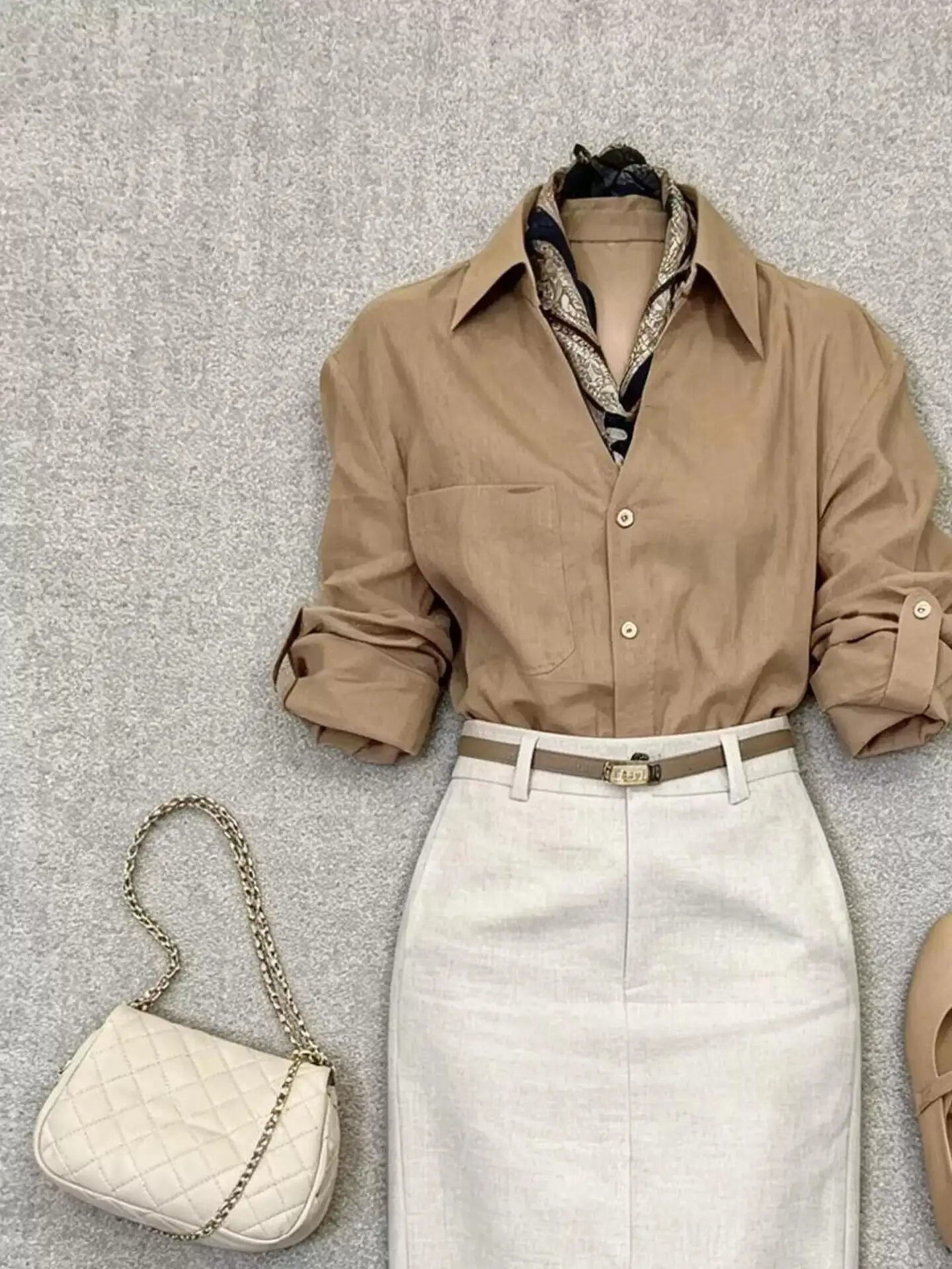 Loose Fit Linen Cotton Shirt Women's Fashion Casual Commute Shirt Old Money Style High Waist Uniform Two Piece Set Summer Sun...