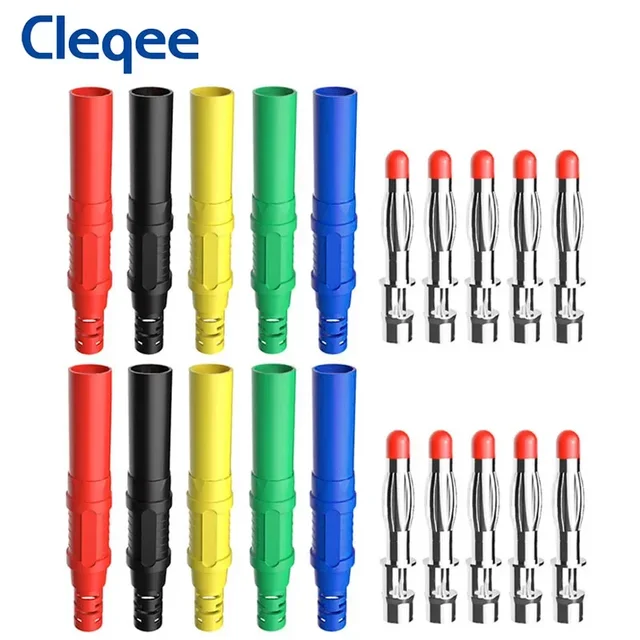 Cleqee P3013 32A Bezpieczna wtyczka bananowa 4 mm z osłoną Typ lutowania Montaż DIY do multimetrów Złącza przewodów pomiarowych 1000 V