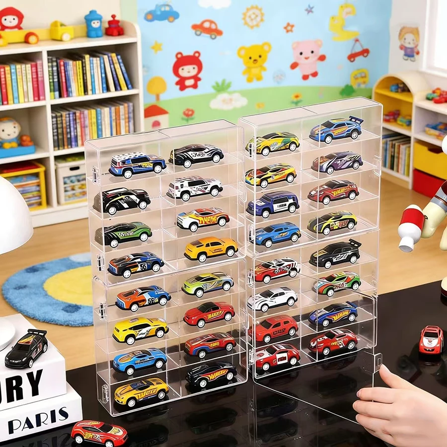 Transparent Toy Car Display Stand, Model Storage Rack, Matchbox Organizer, Small Car Decor Showcase, Stackable Box