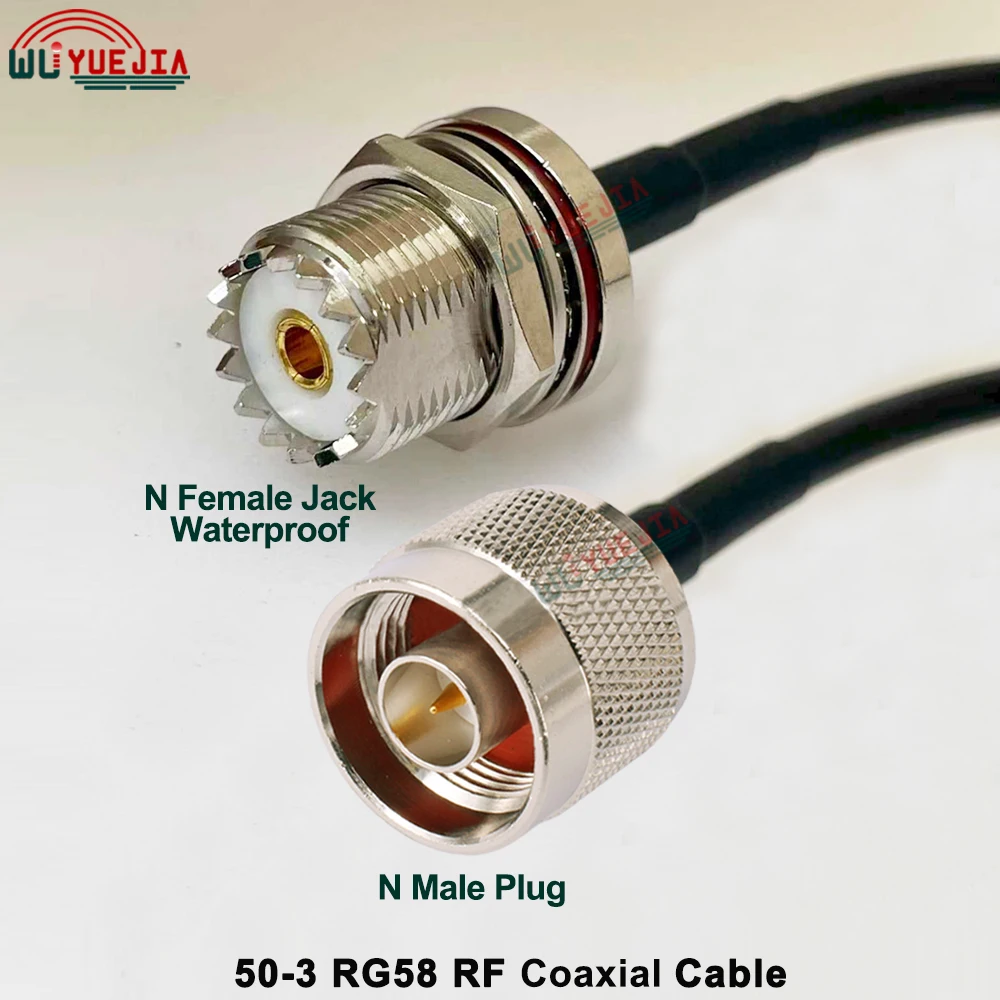 L16 N Connector RG-58/U Cable Waterproof N Female Jack to N Male Plug Right Angle 50ohm RG58 RF Coaxial Extension Cable 15cm-30m