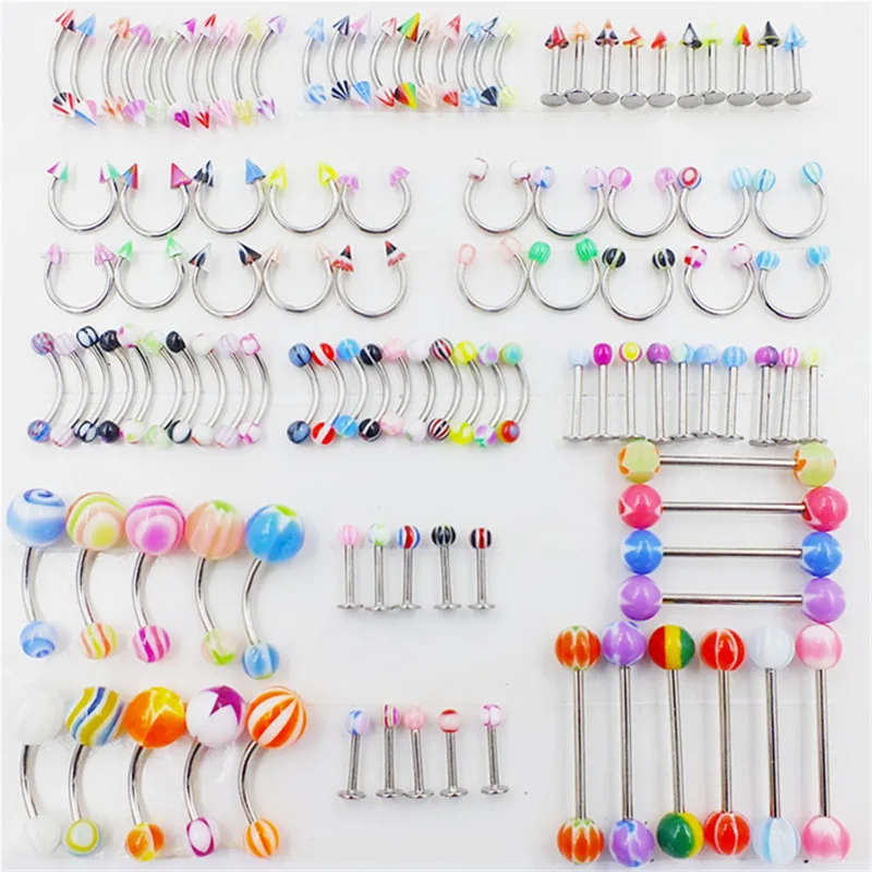 72pcs/lot Stainless Steel Nose Rings Hoop Septum Rings Body Clips Hoop Earring For Women Men Cartilage Piercing Body Jewelry