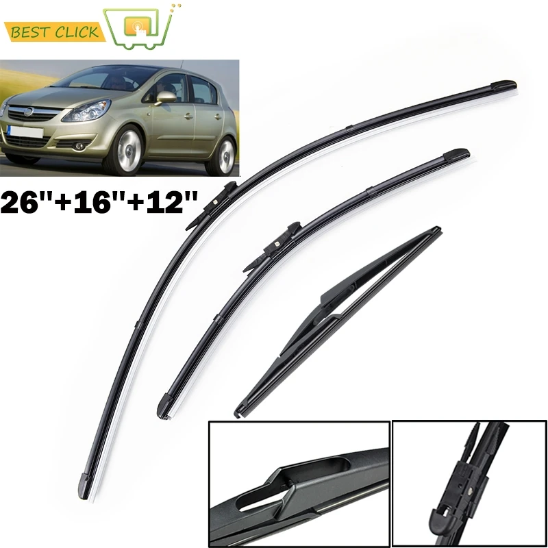 Misima Windshield Windscreen Wiper Blades Kit Set For Opel Corsa D Front Rear Window 2014 2013 2012 2011 2010 2009 2008 2007 06