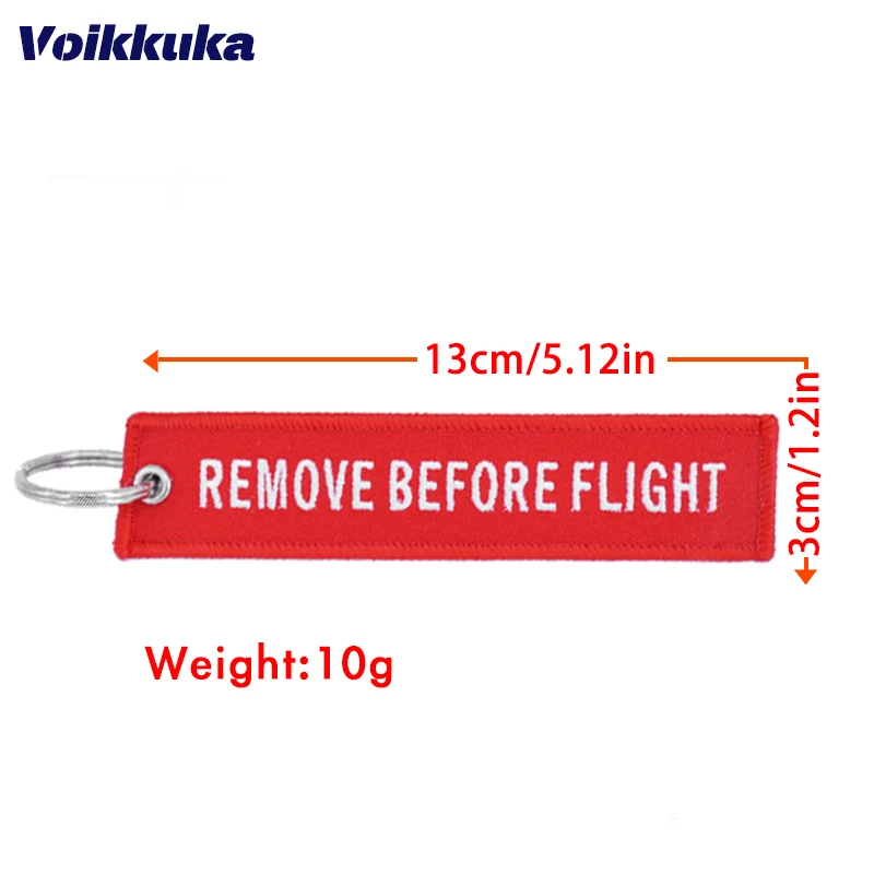 1 PC Wholesale Aviation Keychain Remove Before Flight Both Sides Embroidery Multiple Colors Tag Accessories Backpack Pendant