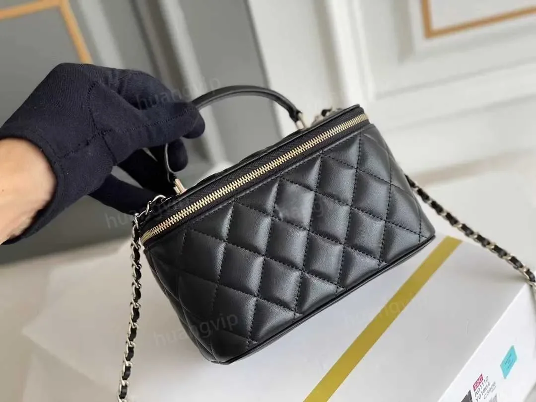 

Черно-белая женская дизайнерская сумка-тоут из кожи ягненка Caviar с верхней ручкой, стеганая, с цепочкой, через плечо