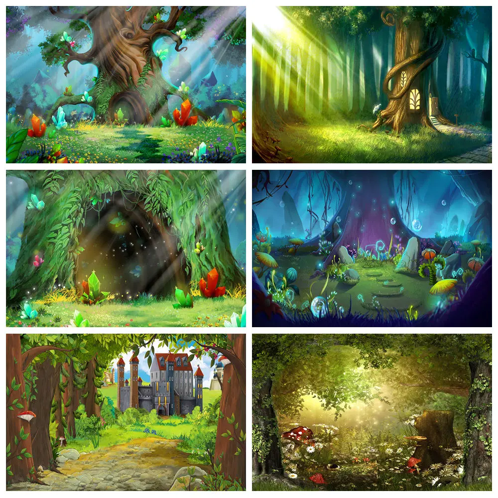 

Fairy Tale Garden Backdrop Dreamy Enchanted Forest Butterfly Flowers Light Bokeh Girl Baby Birthday Party Photography Background