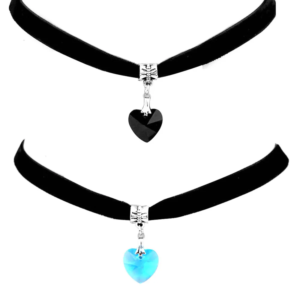 Meerkleurige Gotische Chokers Hart Hanger Flanellen Halskettingen Allemaal Passen Bij Fluwelen Choker Classic Gothic Chokers Mode-Accessoire