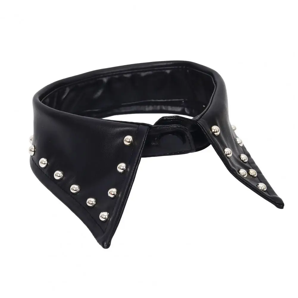Costume Party Neck Decoration Punk Style Pu Leather Collar Detachable Studded Choker Necklace Adjustable Faux Leather for Women