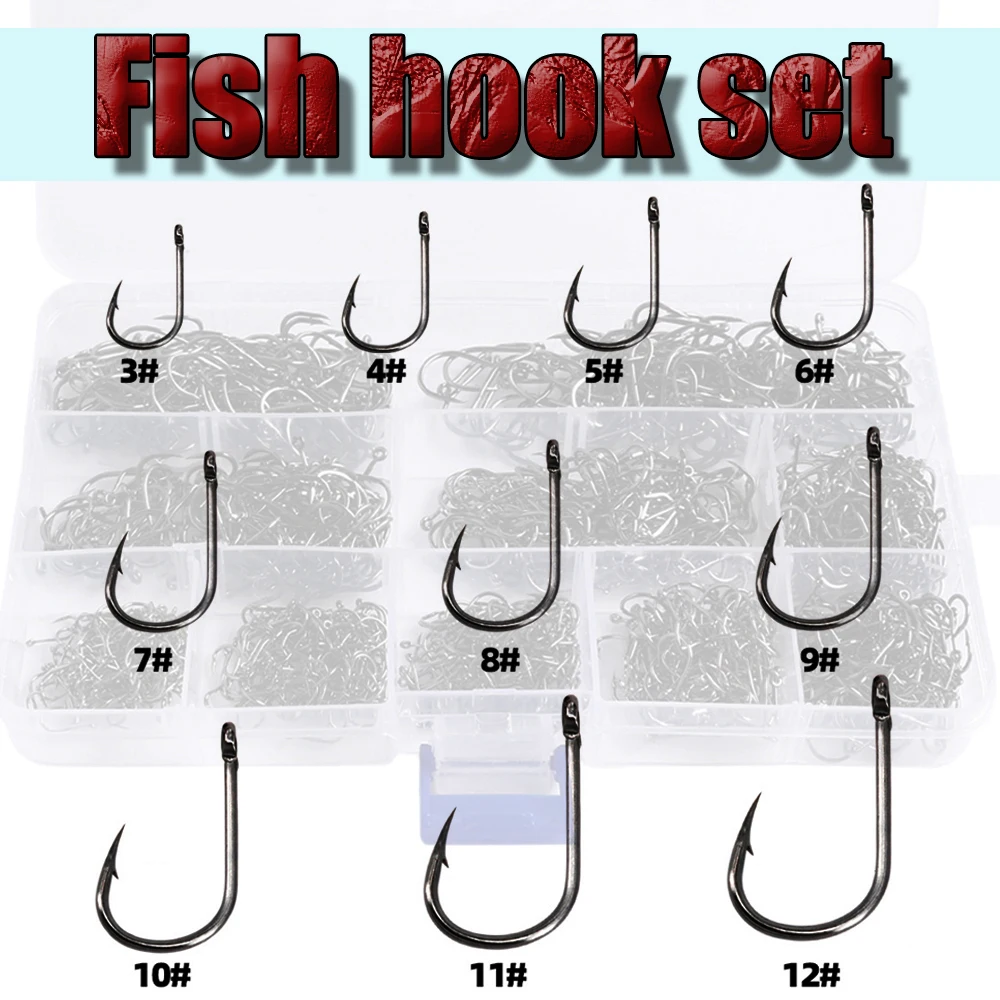 For Fishing Articles Fishing Hook Set High-carbon Steel Accessories Goods Tackle Hooks Tools Sports Entertainment