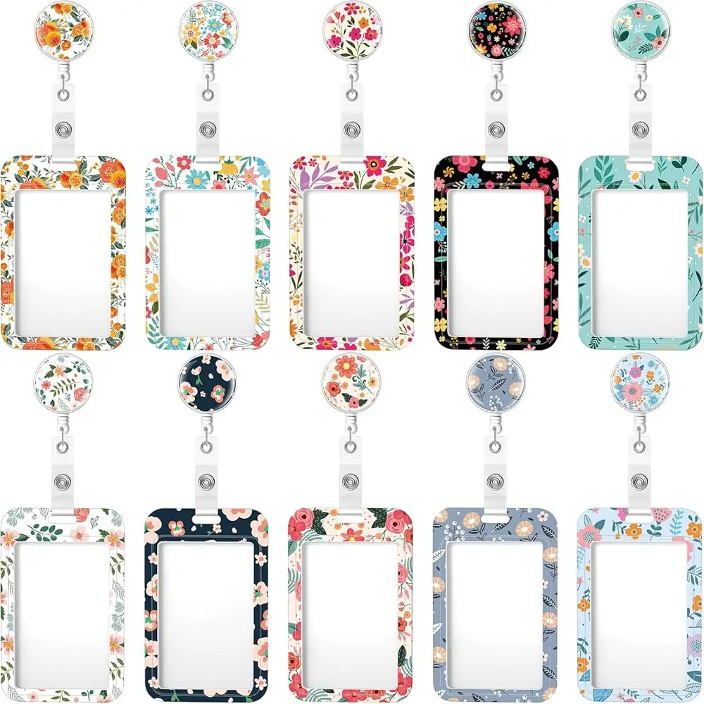 

10 Set Badge Holder with Retractable Reel Retractable ID Badge Holders with Clip Name Key Card Back to School Supplies for N