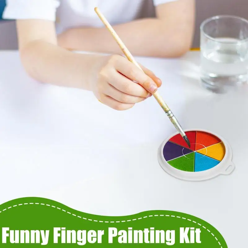 Juego de pintura a mano para niños, juego de pintura con dedos de 6 colores, juego de pintura artesanal lavable para manualidades DIY para niños y niñas, niños pequeños para la escuela en casa