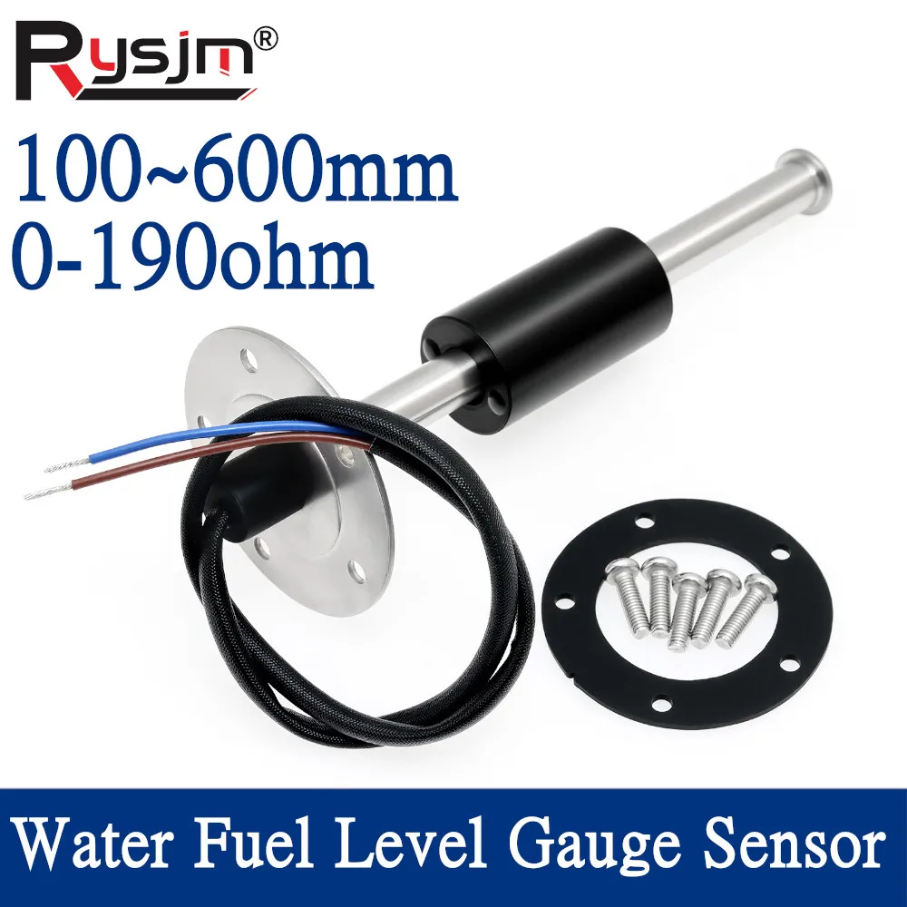 Sensor de nível de combustível de água personalizado, 100mm ~ 600mm, 0 ~ 190 ohm, barco marinho, iate, carro, óleo, tanque líquido, sensor de unidade de remetente de combustível, 9-32v