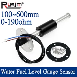 Custom 100mm~600mm Water Fuel Level Gauge Sensor 0~190 ohm Marine Boat Yacht Car Oil Liquid Tank Fuel Sender Unit Sensors 9-32V