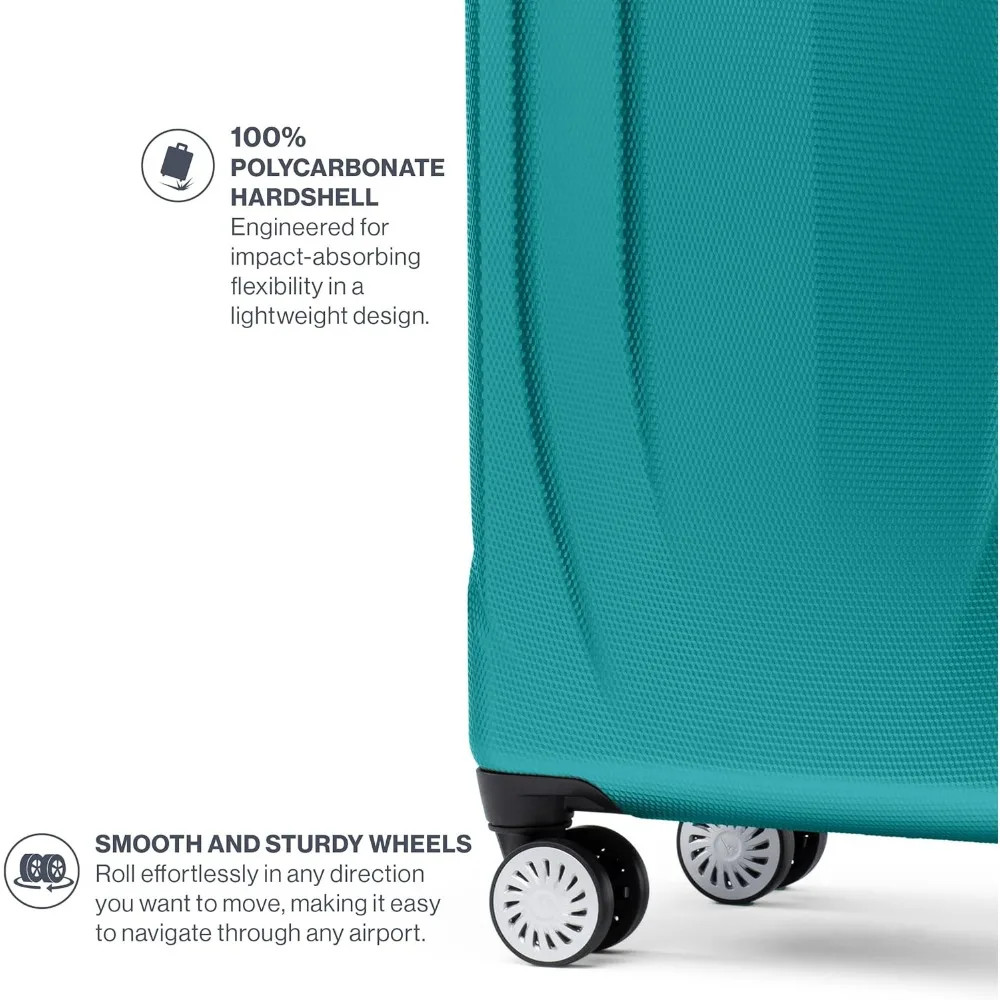 Lightweight Expandable Hard Shell Spinner Luggage, 8-Wheel, 21 Inch Carry-On Suitcase, Kayak-Inspired Design