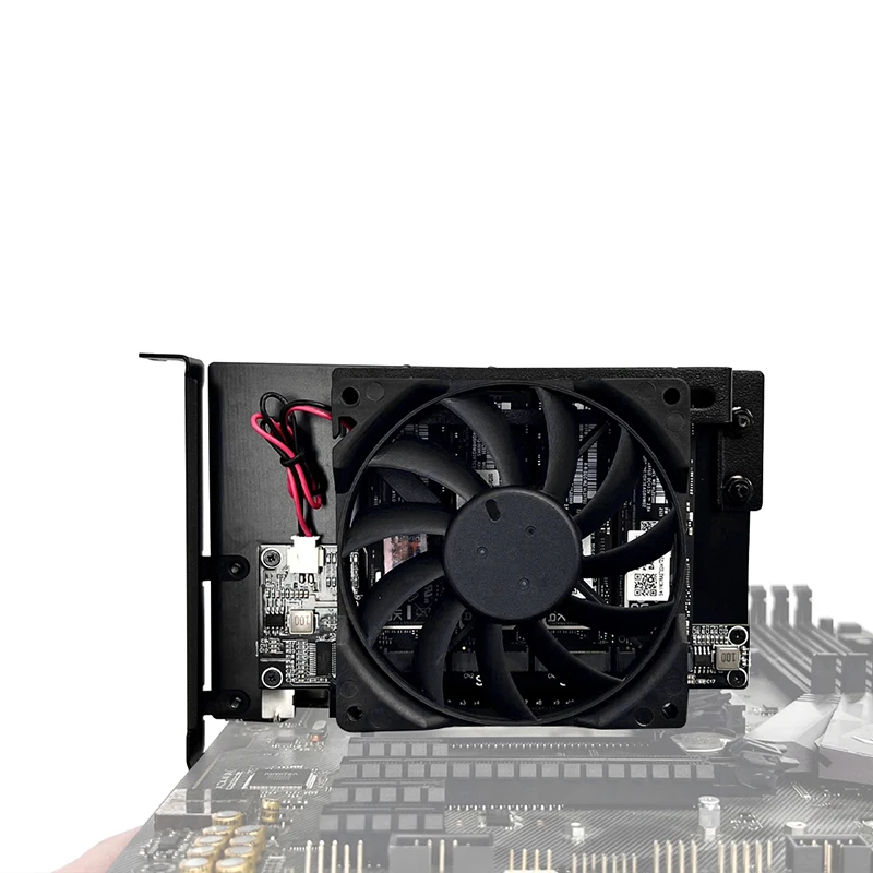

4 Port M.2 for NVME SSD to PCIE X16 Expansion Card 4X128Gbps PCIe 5.0 to M.2 Adapter Converter Card 9015 Fan Kit Optional