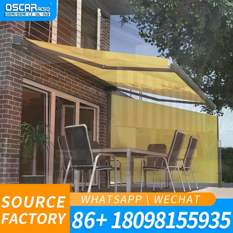 Outdoor Motorized Retractable PVC Pergola Awning with LED Light for Patio Yard Garden Retractable Awning