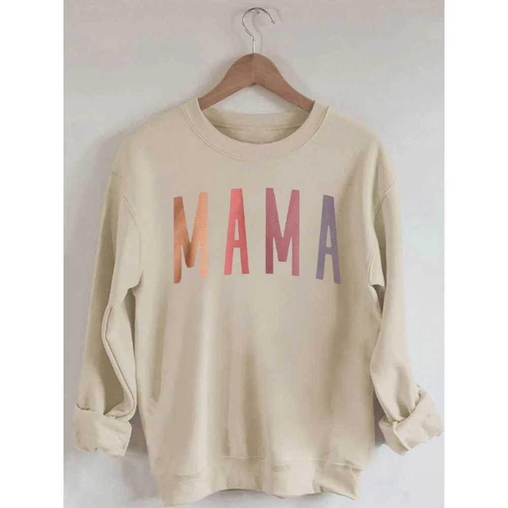 

Rheaclots Women's Retro MAMA Print Cotton Cute Long Sleeves Sweatshirt