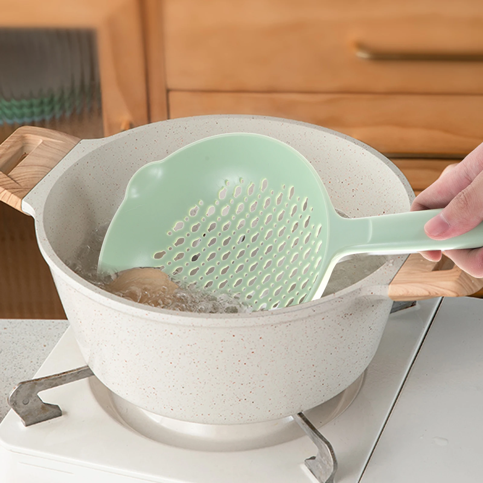 

Nylon PVC Strainer Fine Mesh Noodle Ladle Kitchen Restaurant Hotel Dumpling Strainer Plastic Wire H Design