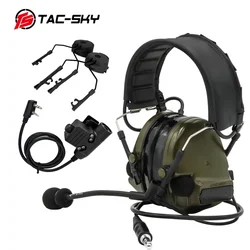 TAC-SKY Tactical Headphone COMTAC III Hearing Protection Noise Cancelling Headphone with U94 PTT and ARC Helmet Mount Adapter