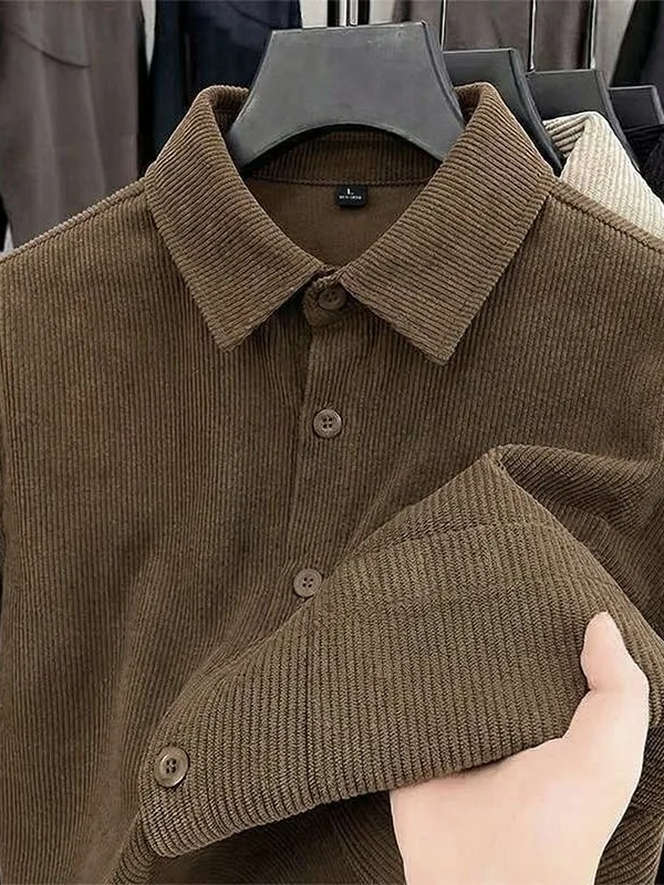 Business Casual Striped Long Sleeve Shirt Men Loose Drapey Collared Spring Autumn High-End Feeling Lightweight Maturity Style