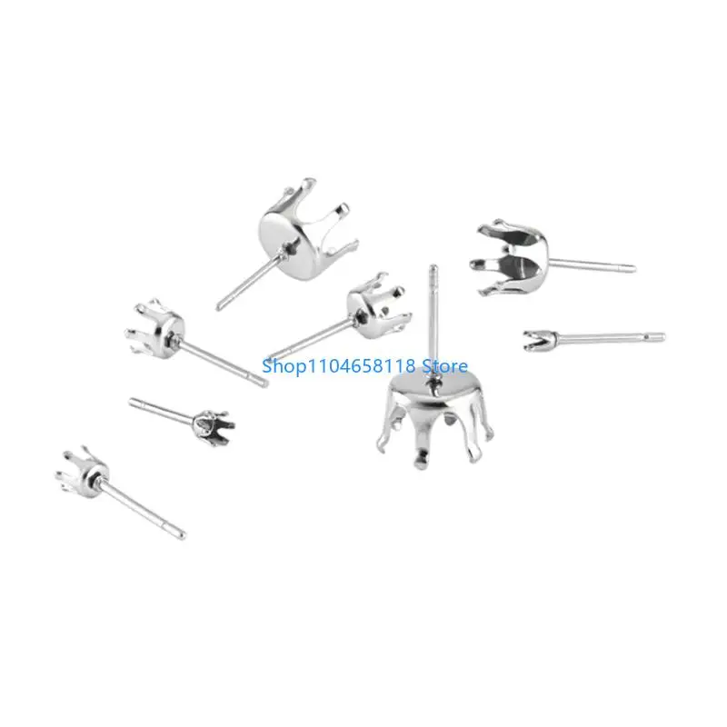 

Fashionable Round Prong Earring Blanks Set of 10 Sturdy Rhinestones Components for Customes Studs Creation Use