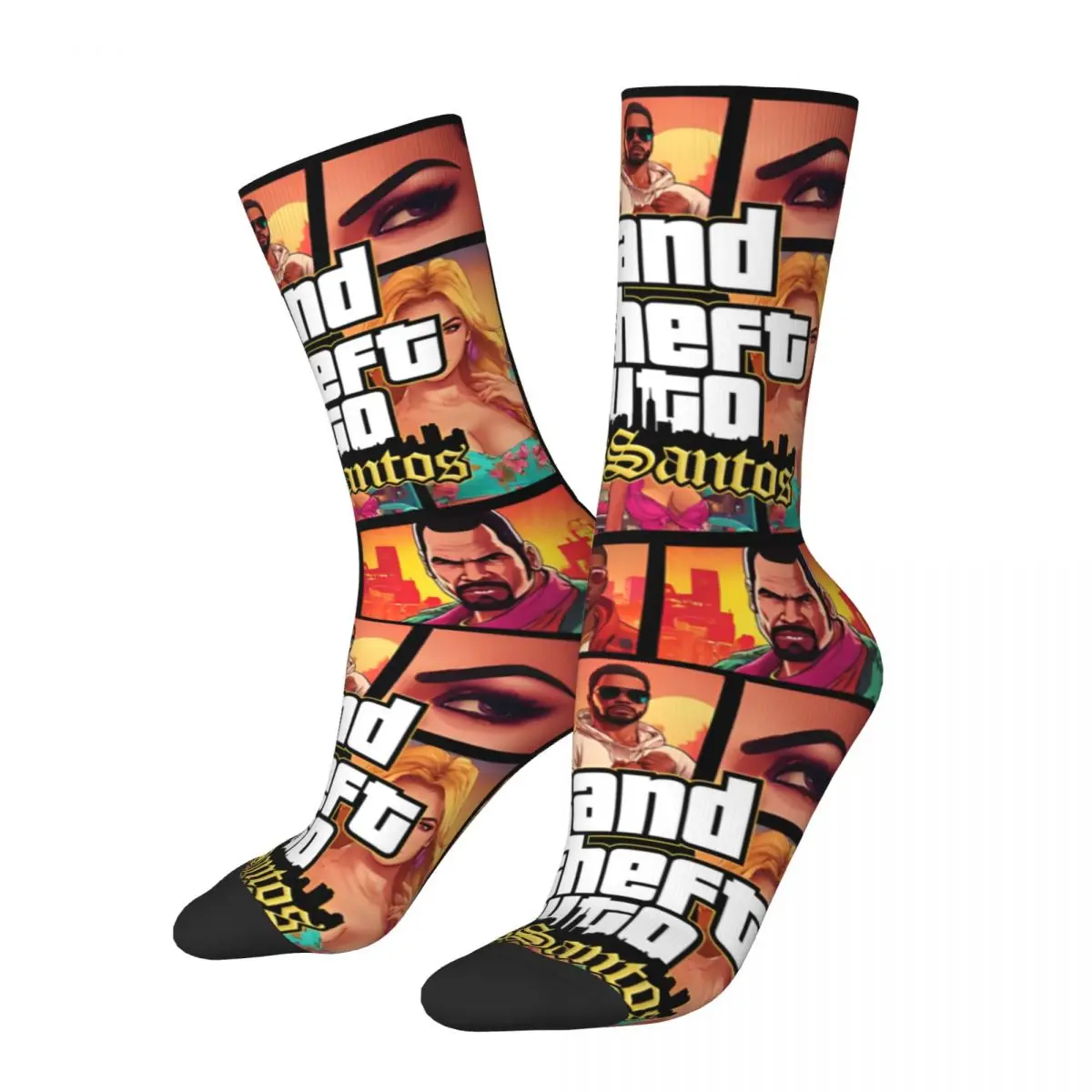 

Autumn Winter Hip-hop Unisex GTA Socks Sweat Absorbing Middle Tube Socks