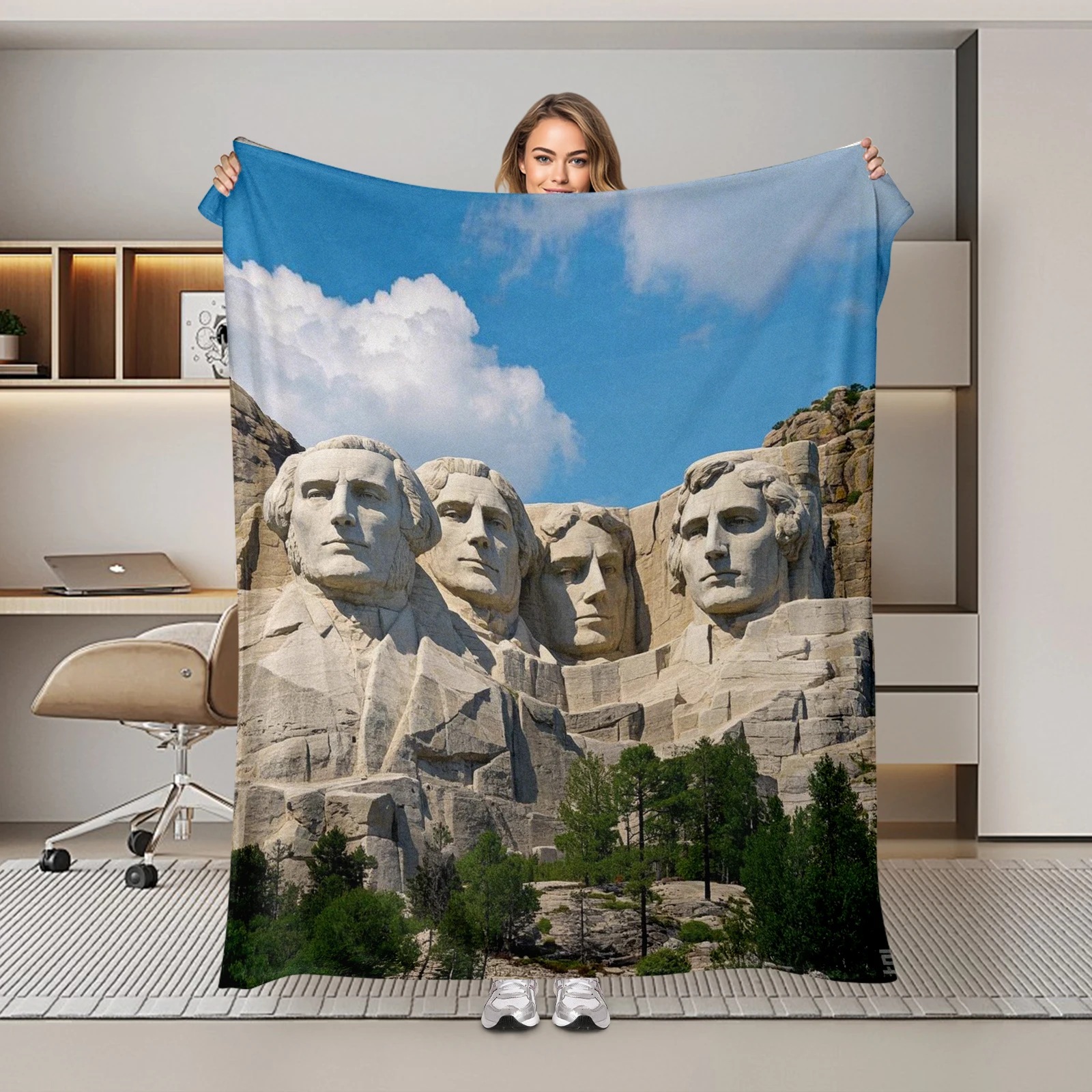 Classic Elements Of Mount Rushmore Featured In This Blanket A Great Addition To Home Decor And A Memorable Keepsake