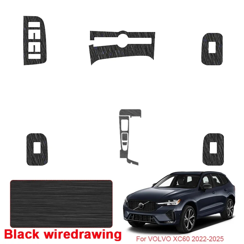 

Car Carbon Black Interior Sticker For VOLVO XC60 2018-2025 LHD Lifting Window Panel Decal Gear Door Protective Film Accessories