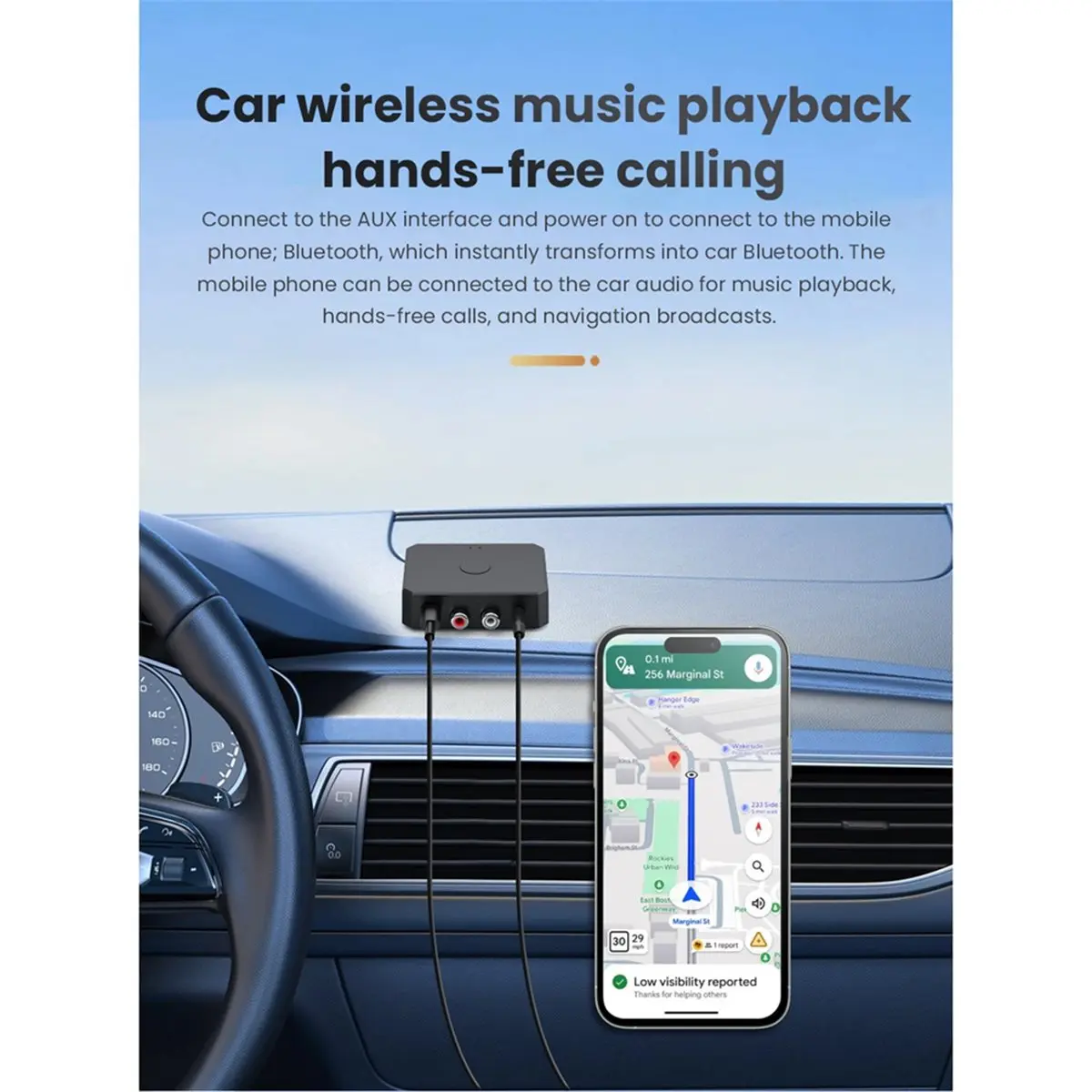 Dynamic Bluetooth 6.0 Receiver 3.5mm AUX Jack for-RCA Audio Wireless Bluetooth 6.0 Adapter Receivers for Car Speaker PC