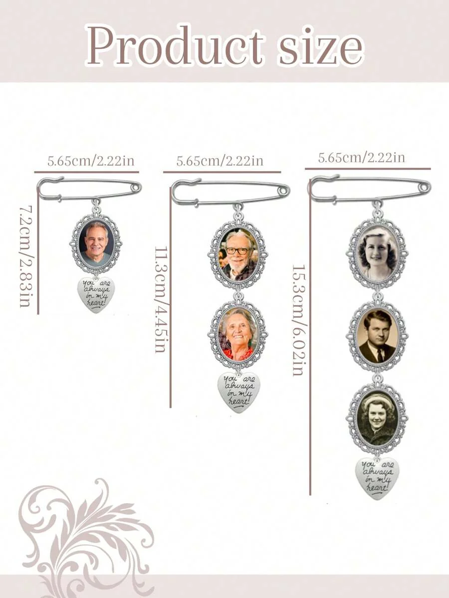 Custom Bride Bouquet Photo Brooch, Personalized Photo Bouquet Memory Pendant, Personalized Wedding Brooch, Gift for Father image 6