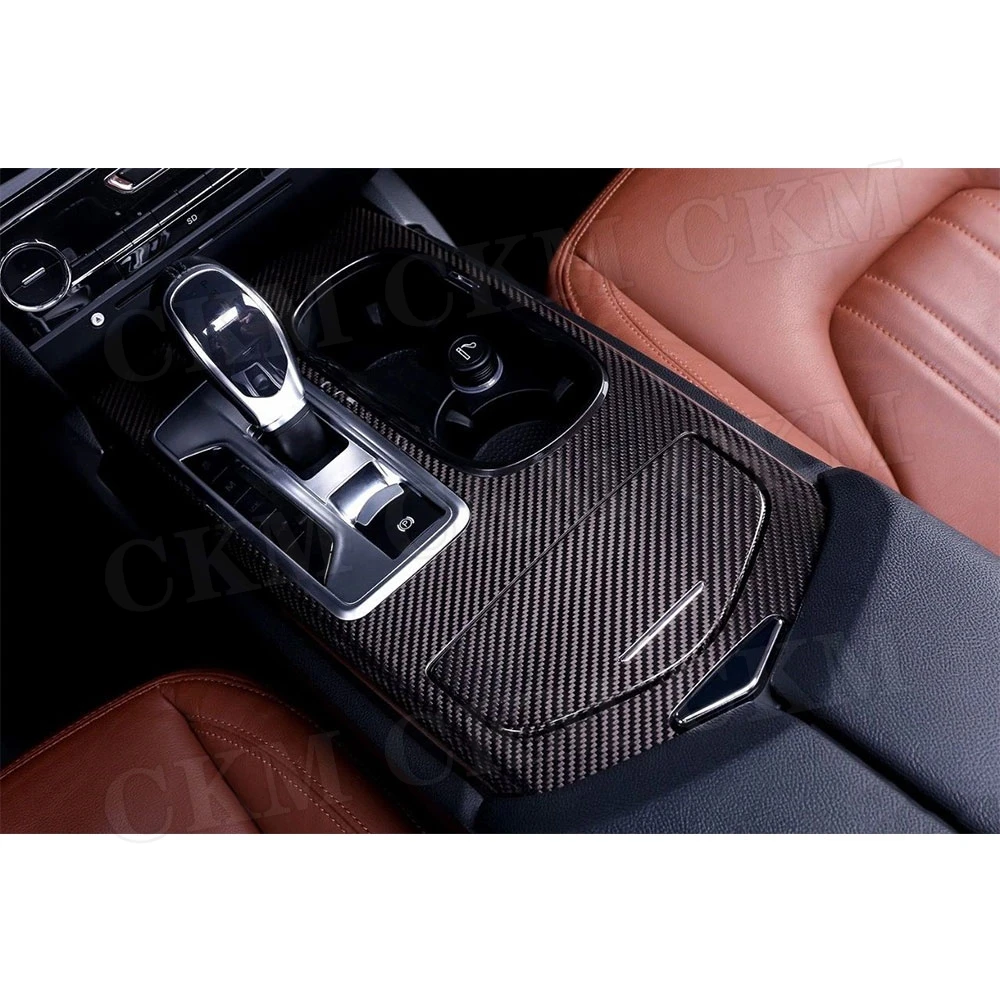 Dry Carbon Fiber Car Center Console Gear Shift Panel Door Interior Trim Strip Cover Stickers for Maserati Ghibli 2014-2019