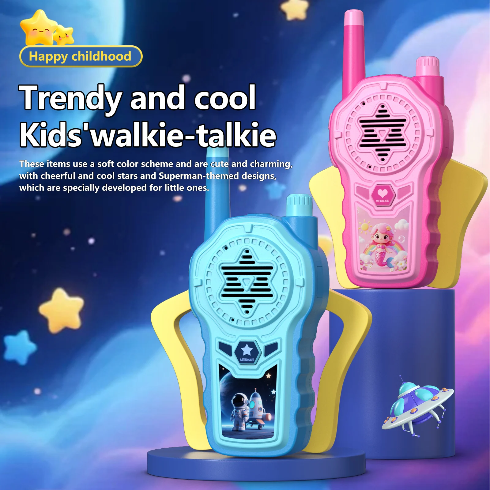 Cartoon Walkie-Talkie Toy Suitable for 3-12 Years Old, Walkie-Talkie Remote Bidirectional Christmas Birthday Gift Children