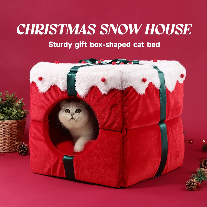 Cats Warm Bed Christmas Pet Halloween Goods Winter Puppy House Accessory Dog Mat Houses and Habitats Cushions Things Accessories